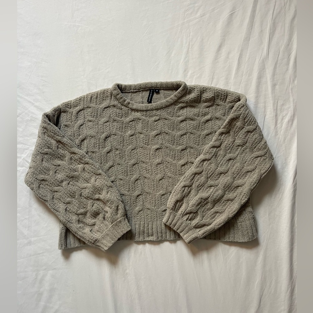 moon & madison Cable Knit Sweater - Light Olive Green